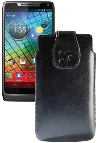 Original Suncase Echt Ledertasche für Motorola RAZR i schwarz