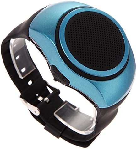 Honyi Portable Wrist Watch Style Wireless Bluetooth Hands-free Bass Speaker Sports Music Player Mini Speaker with Remote Control Selfie Timer Phone Anti-Lost Support TF Card FM USB Flash (Blue)