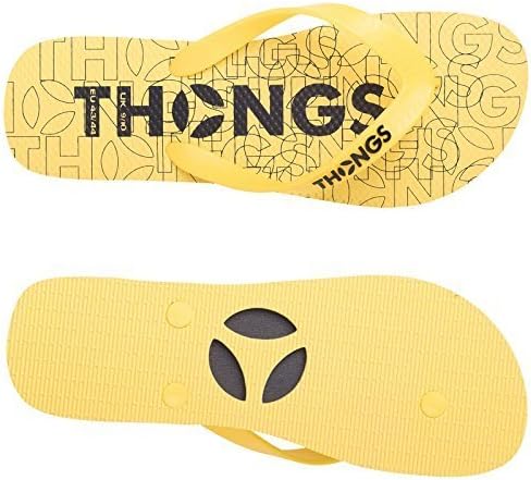 Thongs Men's Rubber New Flip Flops - Sandals 11/12 UK AU (12/13 US - 46/47 EU) Yellow Print Design