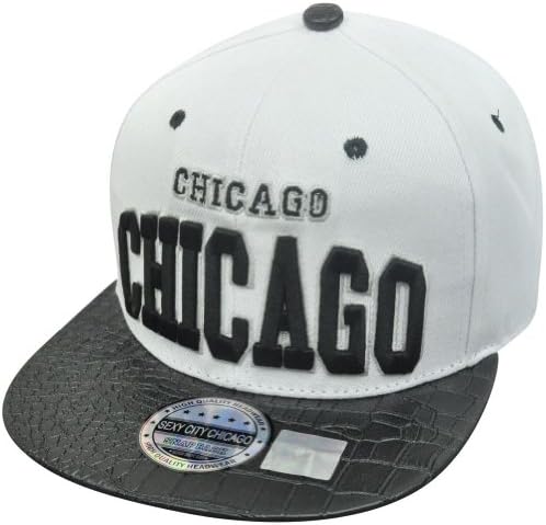 Chicago City Chi Town Windy Snapback Flat Bill Animal Faux Skin Snake Hat Cap