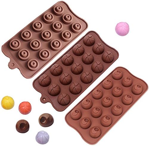 Poproo Hemisphere Dome Silicone Molds 15-Cavity Chocolate Truffle, Candy and Gummy Mold, Pack of 3