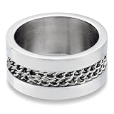 Steel Center Chain Mens Ring