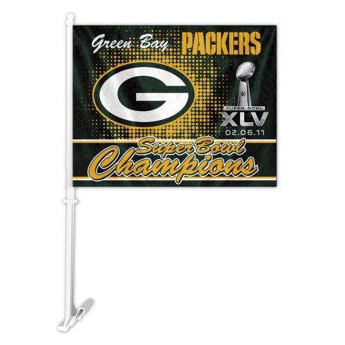 NFL Green Bay Packers Car Flag w/ Free Wall Bracket