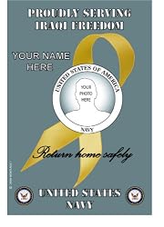 Navy Iraqi Freedom Small House Flag(Yellow Ribbon inset)