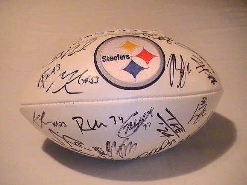 2011 Pittsburgh Steelers Team Signed Autographed Full Size Football and Case Ben Roethlisberger,Rashard Mendenhall,Hines Ward,Mike Wallace Matching Holograms