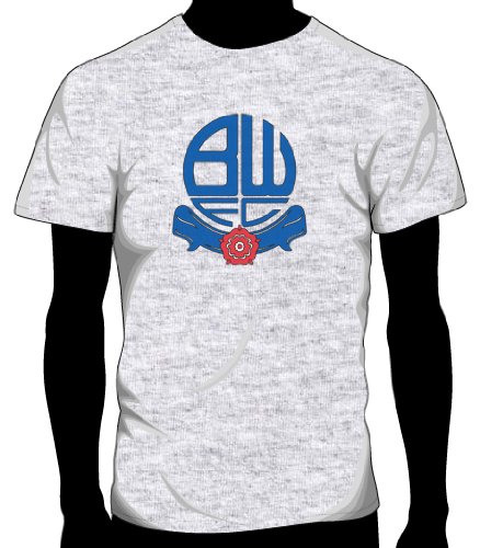 Bolton Wanderers Retro Logo Soccer Tee, Adult Medium - Ash Grey