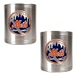 New York Mets 2pc Stainless Steel Can Holder Set- Primary Logo MLB Baseball