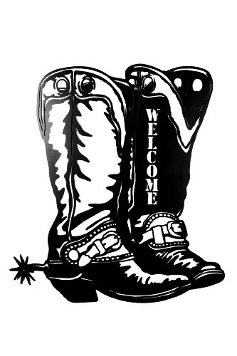 Metal Western Cowboy Boots Wall Art Decor Silhouette 