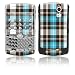 Turquoise Plaid Design Protective Skin Decal Faceplate for Blackberry Curve 8300/ 8310/ 8320 Cell Phones