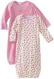 Gerber Baby-Girls Newborn 2 Pack Lap Shoulder Gown, Pink, 0-6 Months