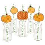 Pumpkin Patch - Party Straw Decor with Paper Straws - Set of 24