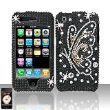 For Apple iPhone 3G/3Gs (AT&T) - Full Diamond Protectors in Butterfly Design