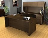 Bestar Prestige + U-Shape Desk Office Set with Hutch in Chocolate