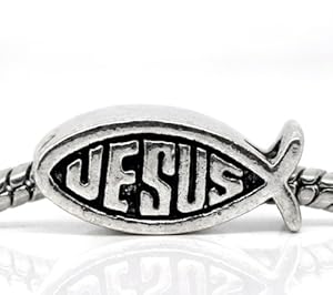 " Jesus Fish " Silver Bead Fits Pandora Troll Chamilia Kay's Zable and Many Others