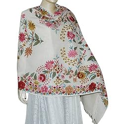 Indian Shawls Kashmiri Embroidered Wool Wrap 28 x 75 inches (ebsp021)