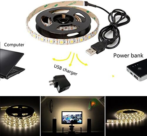 Topled Light®LED USB LED Strip Light DC5V SMD5050 Flexible LED Light Strip Ribbon,LED Backlight For Home Decor Cabinet Wardrobe TV Background Lighting Xmas Party (200CM 120leds, Warm White)