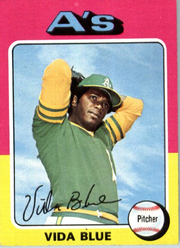 1975 Topps #510 Vida Blue Oakland Athletics Baseball Card In Protective Screwdown Display Case