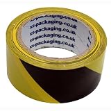 4 Rolls Yellow Black 48mmx25m PVC Hazard Warning Tape