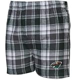Minnesota Wild Green-Gray Plaid Legend Flannel Boxer Shorts (Large)
