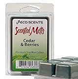 EcoScents Scented Wax Melts - Cedar & Berries. Cedar, blackberry, and a hint of sage to create a fragrance as rich clean as the mountains of home. Maximum scent load delivering 120+ hours of fragrance. Flat rate shipping $1.99 for your entire EcoScents order!