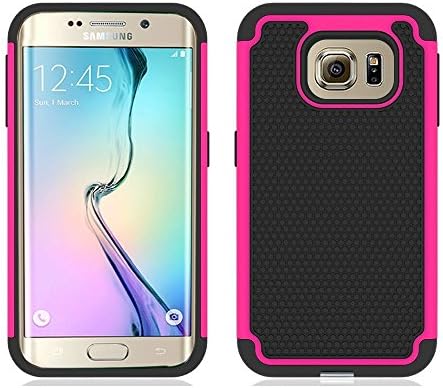 S6 Edge Case, lECI Samsung Galaxy S6 Edge Case [Drop Protection] [Shock-Absorption] [Impact Resistant] Hybrid Dual Layer Armor Defender Protective Case Cover for Samsung Galaxy S6 Edge (Hot pink)