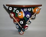 Game Room Billiard Shelf - Features Rack of 12 Balls and Two Mini Cues