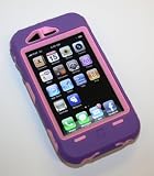 Iphone KING Case 3g, 3gs - Purple Silicone Over Pink Hard Case Comparable to Otterbox Defender -