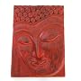 Large Handmade Crimson Carved Wood Buddha Panel