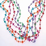 US Toy - 236774 Pearlized Diamond Bead Necklaces Assorted Colors, 12 count