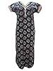 Black Women's Nighty Gown Cotton Caftan Floral Print Maxi Dress L/M