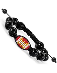 Swarovski Elements Kansas City Spirit Football & Onyx Macrame Bracelet