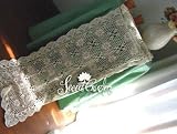 Vintage Handmade Crochet Off White Long Table Runner 15