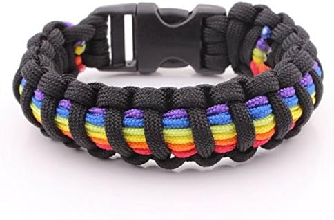 Paracord Survival Bracelet Rainbow Pride Design Easy Plastic Clasp