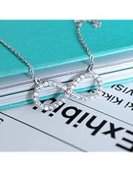 Sterling Silver 925 Diamond Imitation Sideways Infinity 18" Necklace