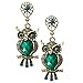 Bleek2Sheek Medium Antiqued Turquoise Crystal Wise Owl Dangle Earrings