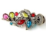 Vintage Style Colorful Floral Hair Barrette with Swarovski Crystals
