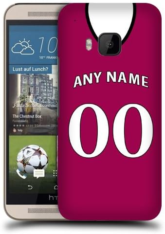 Case Fun Personalised Aston Villa Football Shirt, Any Name, Any Number Snap-on Hard Back Case Cover for HTC One M9