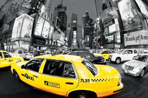 1art1 Empire 159960 New York Yellow Cab Rush Taxi colourlite Poster - 91.5 x 61 cm