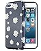 Dimaka Case for iPhone 7 Plus and iPhone 8 Plus, Cute Daisy Flower Vintage Black Pattern Protective Bumper,2 Layer Parts Hybrid 360 Full Cover for iPhone 7 Plus and iPhone 8 Plus