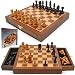 Inlaid Walnut style Wood Cabinet w/ Staunton Wood Chessmen (fls)