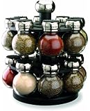 Olde Thompson 16-Jar Labeled Orbit Spice Rack Jars & Rack