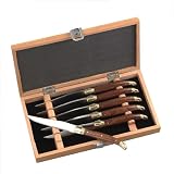 SCIP Boxed Laguiole Stainless Knives with Brazilian Rosewood Handles, Set of Six