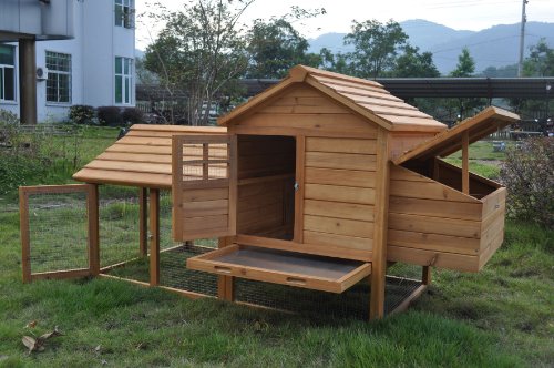 Wooden Chicken Coop Poultry House Hen Ark & Run 