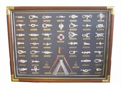 Childrens Toyshop  Küche & Haushalt : KNOTENTAFEL MARITIM 60 X 80 CM MIT MESSINGECKEN + ANKER + RETTUNGSRING + DIVERSEN KNOTEN NEU + OVP