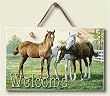 Wood Welcome Sign ~ Yearlings Horses ~ 5 inch by 8 inch ~ code 692