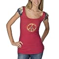 Peace Embroidered Patch Tank - Red