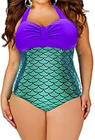 Imilan Women One Piece Swimsuit Swimwear Mermaid Plus Size Padded Bathing Suit