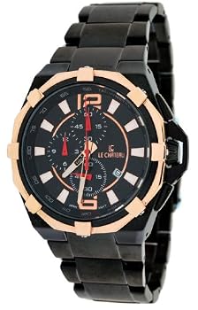 Le Chateau #5707 Men's Black IP Sports Dinamica Collection Chronograph Watch