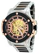 Oniss #ON611-M Men's Bold Collection Black Ceramic Combo Automatic Skeleton Watch