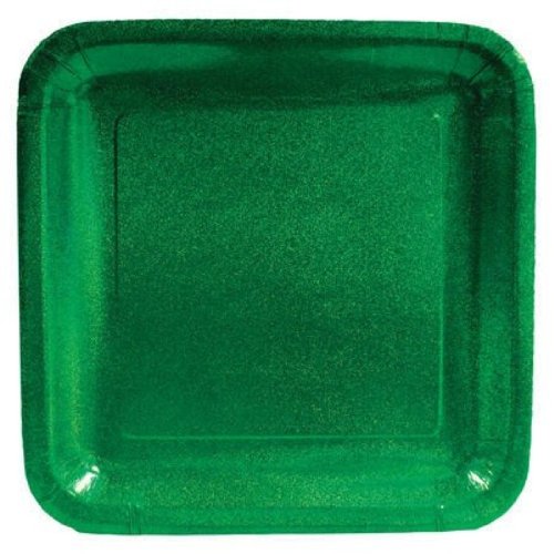 Creative Converting Glitz Green 10" Square Prismatic Banquet Plates, 8 Count